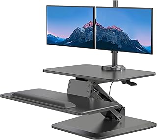 Mount-It! Standing Desk Converter with Dual Monitor Mount (C tier)