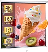 SUPER DEAL 120-inch 1:1 Retractable Pull Down Projector Screen (D tier)