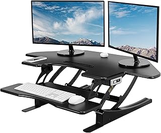 VIVO 43 inch Corner Electric Standing Desk Converter (B tier)