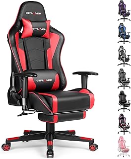 GTRACING Gaming Chair with Footrest Speakers Red (D tier)
