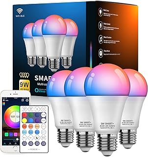 Smart Light Bulb WiFi Bluetooth E26 RGBW 4-Pack (C tier)