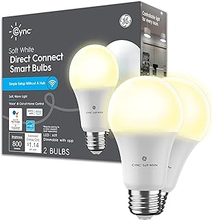 GE CYNC A19 Smart LED Bulb Soft White 2-Pack (B tier)