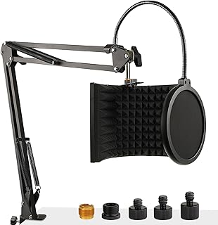Microphone Isolation Shield with Mic Stand and Pop Filter (C tier)