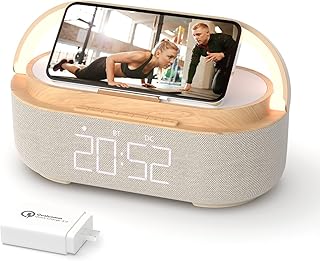 COLSUR Bluetooth Speaker Alarm Clock with Wireless Charger (C tier)