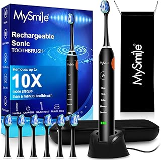 MySmile UC605 Rechargeable Sonic Electric Toothbrush, Black (C tier)