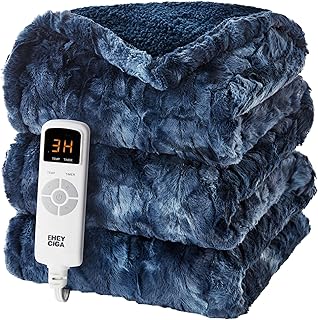 EHEYCIGA Electric Heated Blanket Throw Faux Fur Navy (A tier)