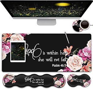 Keyboard Mouse Pad Wrist Rest Set Extended Black (D tier)