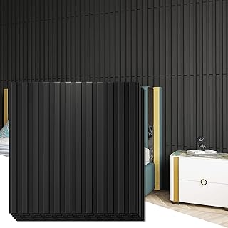 Art3d Slat Wall Panel 3D Fluted 12-Tile Black (C tier)