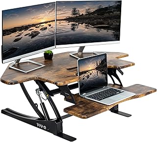 VIVO 43 inch Corner Standing Desk Converter V Series (B tier)