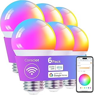 Consciot Smart Light Bulb A19 RGBTW 6-Pack (C tier)