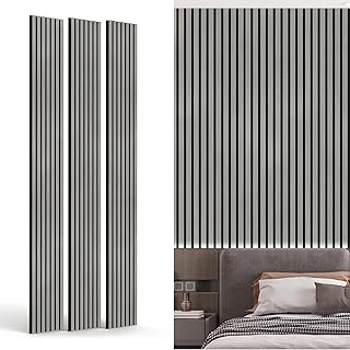 Wood Slat Wall Panel 94.5x11.4 3-Pack Gray Oak (B tier)