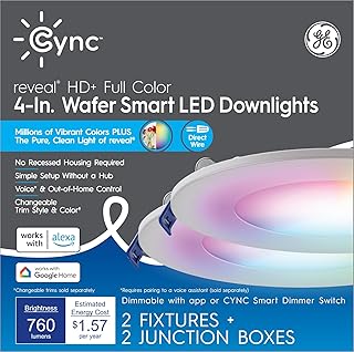 Cync GE Reveal HD+ Smart LED Downlight 4 Inch 2-Pack (B tier)