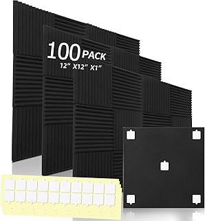 Acoustic Foam Panels 12x12x1 100-Pack Black (D tier)