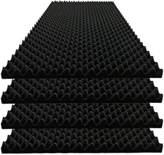 Egg Crate Foam Sound Proof Panels 48x24x2 4-Pack Black (C tier)