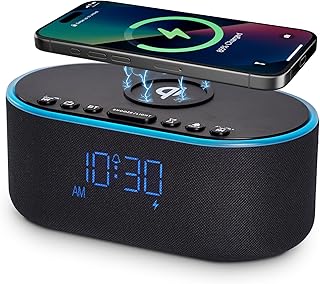 Wireless Charging Alarm Clock Radio with Bluetooth Speaker (C tier)