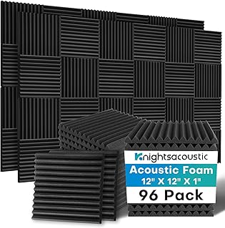 Sound Proof Foam Panels 12x12x1 96-Pack Black (D tier)