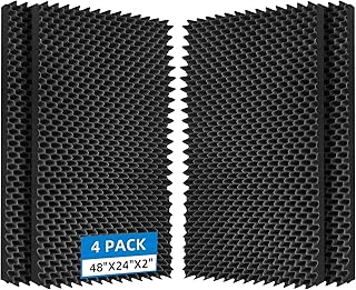 Sound Proof Foam Panels 48x24x2 4-Pack Black (C tier)