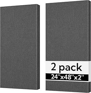 Olanglab Acoustic Panels Fiberglass 24x48x2 2-Pack Dark Grey (A tier)
