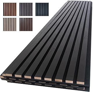 NeatiEase Wood Slat Wall Panels 96x12.6 4-Pack Black (B tier)