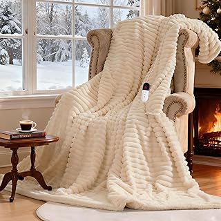 Heated Electric Blanket Throw 50x60 Faux Rabbit Fur (C tier)