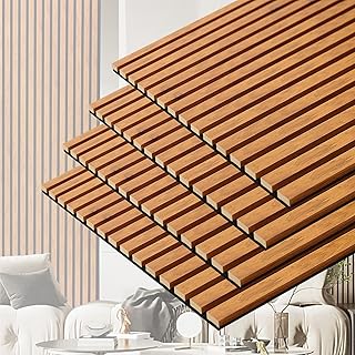 3D Slat Acoustic Wall Panels 48x24 4-Pack Natural Walnut (B tier)