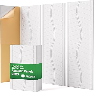 Acoustic Wall Panels 17x12x0.4 12-Pack White (D tier)