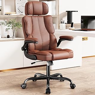 Kensaker Office Chair Adjustable Headrest Lumbar Support Brown (C tier)