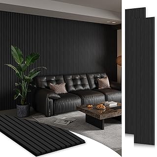 SMARTSTANDARD Wood Slat Wall Panels 106x20.5 2-Pack Black Oak (C tier)