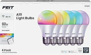 Feit Electric A19 Smart LED Bulb RGBW 6-Pack (B tier)