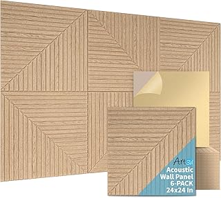 Art3d Acoustic Wall Panels 24x24 6-Pack Wood Grain (B tier)