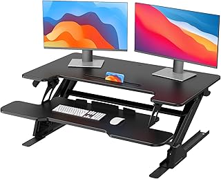 HUANUO 36 inch Z Shaped Standing Desk Converter (B tier)