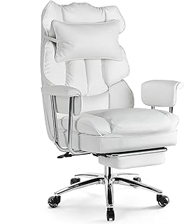 Sweetcrispy Executive Office Chair with Footrest White (D tier)
