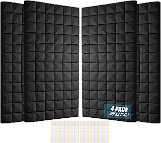 Acoustic Foam Panels 48x24x2 4-Pack Black (C tier)