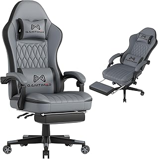 Gaming Chair with Footrest Grey (D tier)