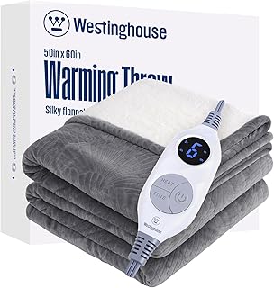 Westinghouse Heated Throw Flower Jacquard 50x60 Light Grey (A tier)