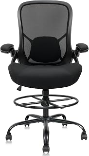 HYLONE 400lbs Big and Tall Drafting Chair Lumbar Support Black (B tier)
