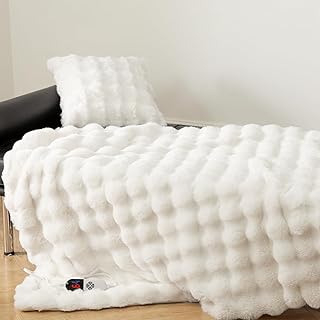 Faux Fur Heated Blanket Throw 50x60 White (C tier)