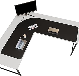 Vyaaa L-Shaped Leather Desk Pad 59x70.8x23.6 Black (B tier)