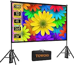 TOWOND 120-inch 16:9 Portable Projector Screen with Stand (C tier)