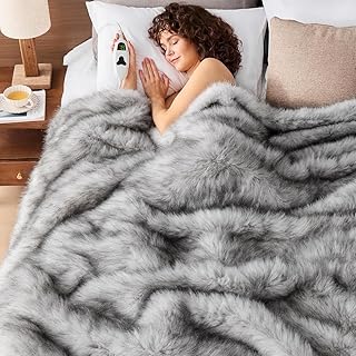 Heated Electric Blanket Throw 50x60 Faux Fur White (C tier)
