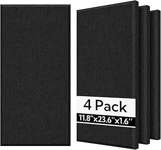 Olanglab Fiberglass Acoustic Wall Panels 11.8x23.6 4-Pack Black (A tier)