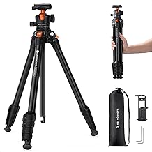 K&F CONCEPT 63" Aluminum Travel Tripod for Camera (C tier)