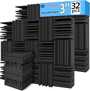 TroyStudio Acoustic Foam Panels 12x12x3 32-Pack Black (B tier)