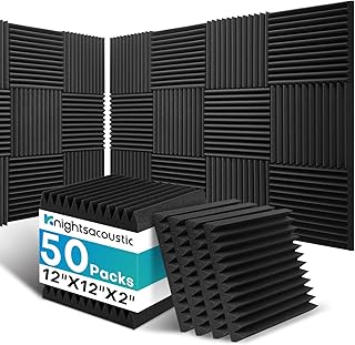 Sound Proof Foam Panels 12x12x2 50-Pack Black (D tier)