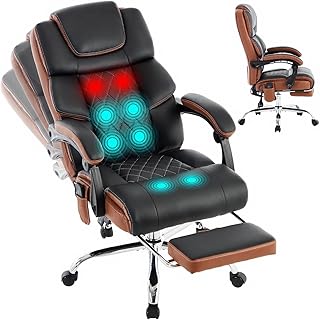 Massage Office Chair 6 Points 500lbs Vibration Heat Black (D tier)