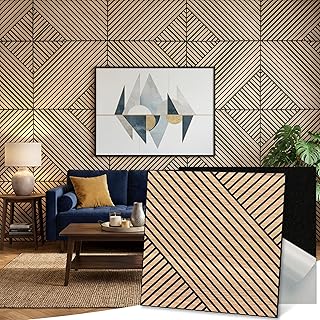 Mollywell Art Acoustic Wall Panels 24x24 8-Pack Natural Oak (C tier)