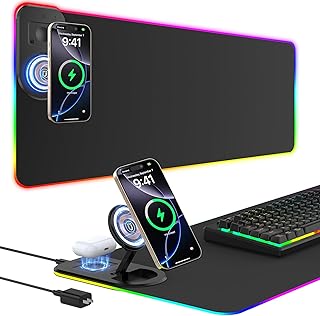 RGB Gaming Mouse Pad 20W Wireless Charging Phone Stand (C tier)