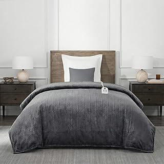 Brookstone Electric Heated Comfort Blanket Twin Grey (B tier)