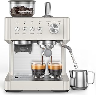20 Bar Espresso Machine with Built-in Grinder White (D tier)