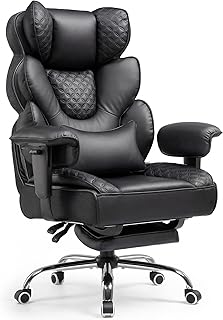 COMHOMA Big and Tall Office Chair Footrest Spring Lumbar Support (C tier)